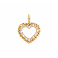 Dije Corazón Calado Borde de Soga con Diamantes Naturales Oro 14k