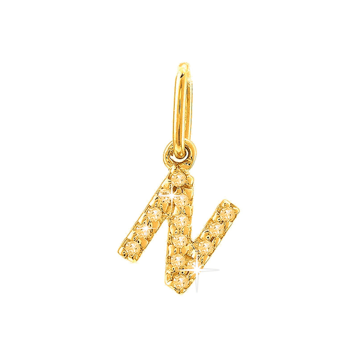 12mm Dije Oro 14k Inicial Pavé con Diamantes Naturales