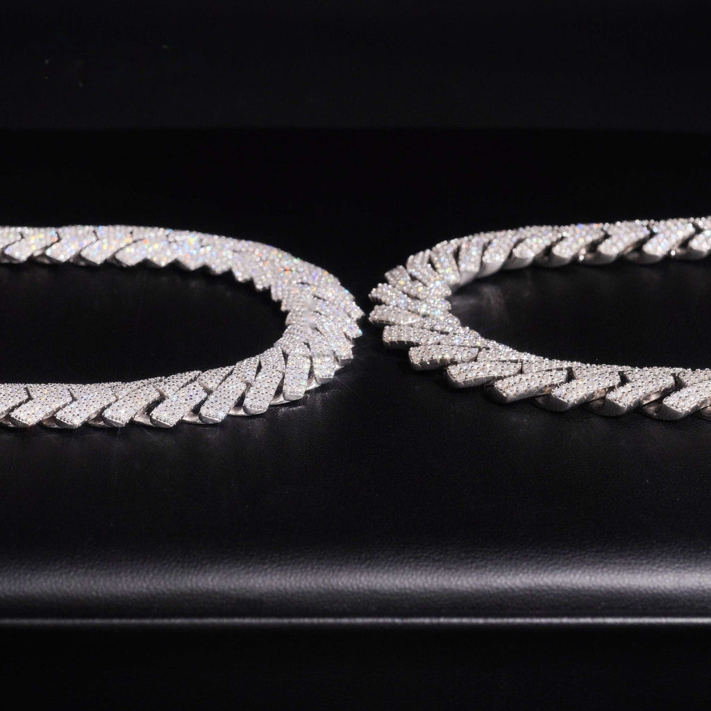 15MM Cadena Cubana Triple Fila Moissanite Zinc