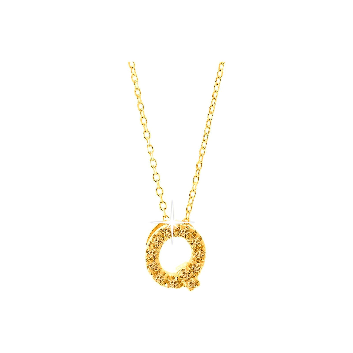 7mm Collar Oro 14k Inicial Pavé con Diamantes Naturales