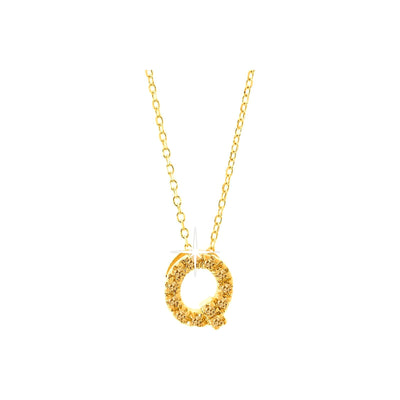 7mm Collar Oro 14k Inicial Pavé con Diamantes Naturales