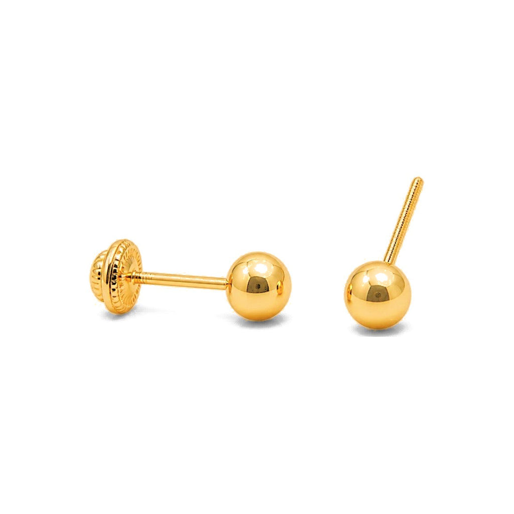 Aretes de Dama Oro 18k Bola Mediana con Tornillo
