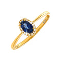5x7mm Anillo de Dama Oro 14k Ovalados con Zafiro y Diamantes Naturales