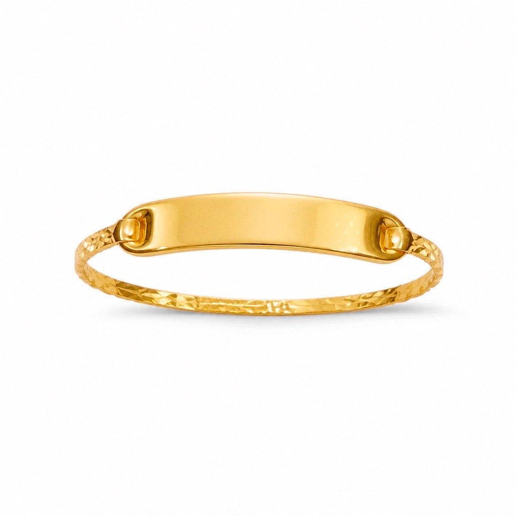 Esclava de Bebe Oro 14k Placa con Banda Diamantada