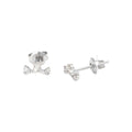 4x8mm Aretes de Dama Oro Blanco 14k Redondos con Diamantes Naturales