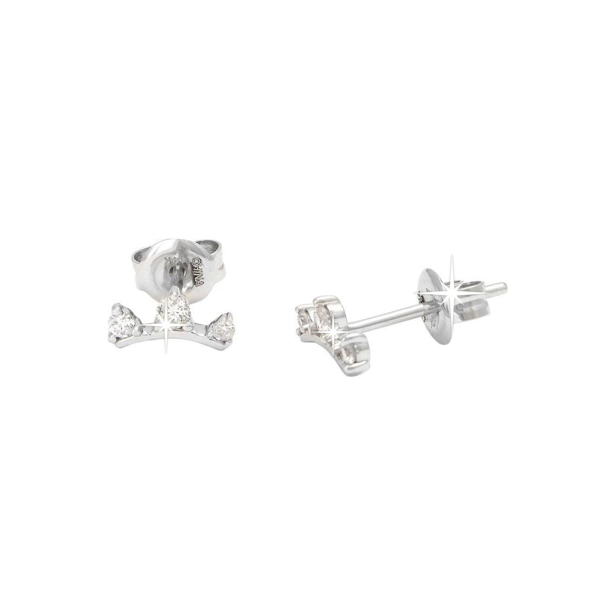 4x8mm Aretes de Dama Oro Blanco 14k Redondos con Diamantes Naturales