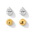 Aretes para Bebé Oro 14k Pera en Montura Bicolor con Cierre de Bola