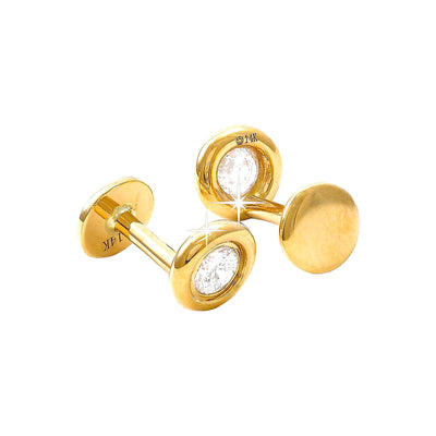 Aretes de Dama Oro 14k Redondos con Diamantes Naturales