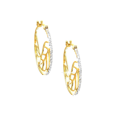 20mm Aretes de Dama Oro 14k Pavé con Diamantes Naturales