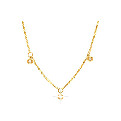 Collar Oro 14k Tres Piedras con Diamantes Naturales