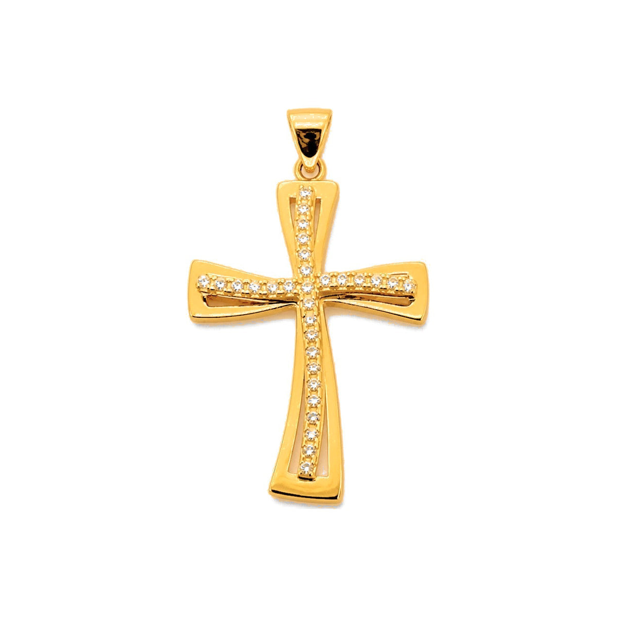 Dije Cruz Calada Oro 14k con Circonios