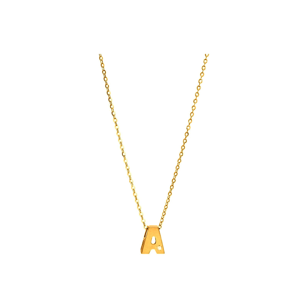 2.9mm Collar Oro 14k Inicial con Diamantes Naturales