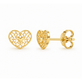 Aretes de Dama Oro 14k Corazón Calado Filigrana
