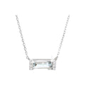9x3.5mm Collar Oro Blanco 14k Barra con Topacio Azul Cielo y Diamantes Naturales