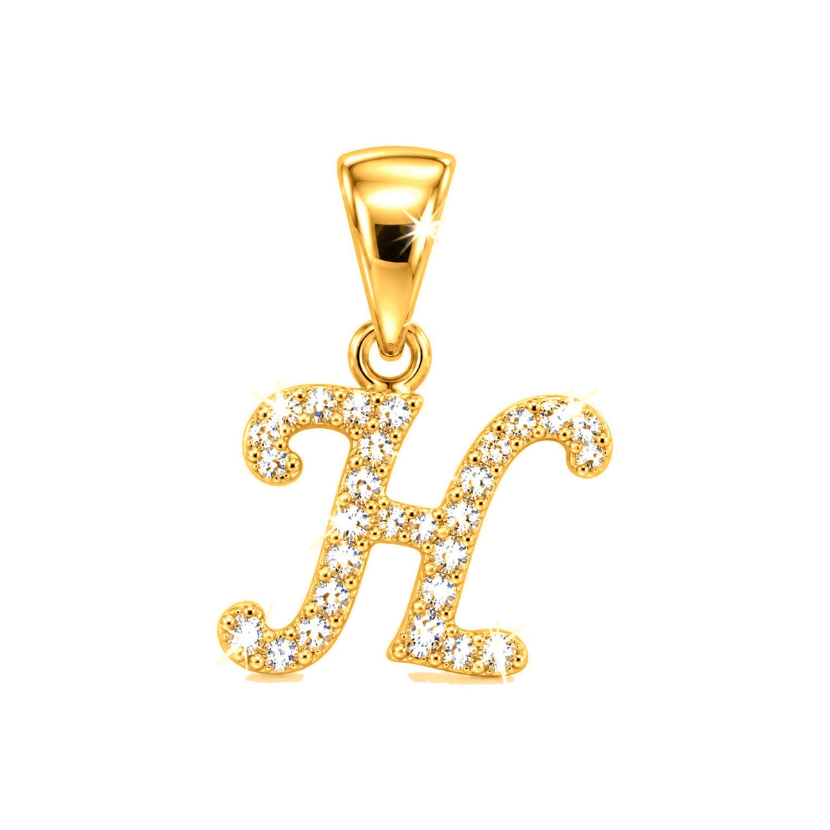 Dije Letra H Cursiva Oro 10k con Diamantes Naturales