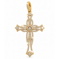 Dije Cruz Gótica Calada Oro 14k con Diamantes Naturales