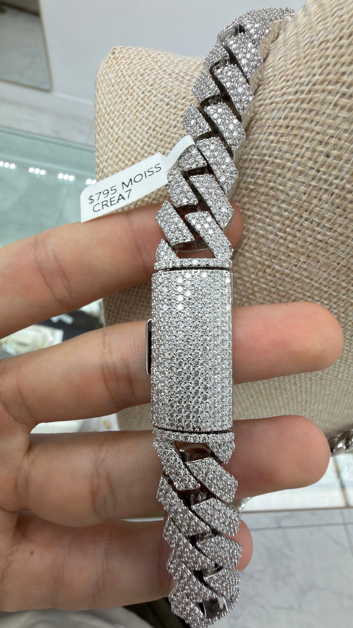 16MM Cadena Cubana Pavé Moissanite Zinc