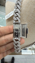 16MM Cadena Cubana Pavé Moissanite Zinc