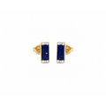 3x9mm Aretes de Dama Oro 14k Barra de Lapislázuli con Diamantes Naturales