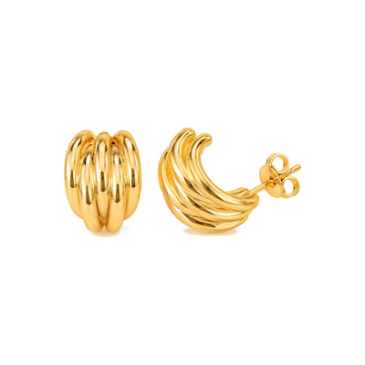 Aretes de Dama Oro 10k Acanalados tipo Croissant