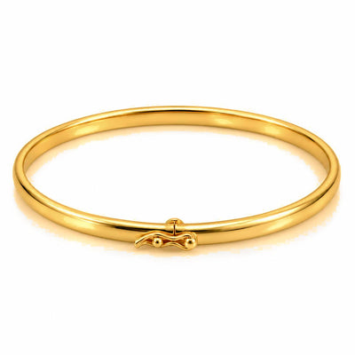 Brazalete Oro 10k Rígido Liso Broche Ondulado