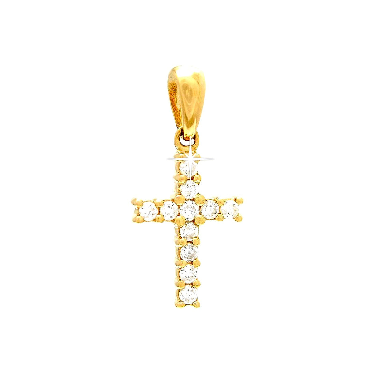 Dije Oro 14k Cruz con Diamantes Naturales