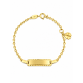 Brazalete de Niño Infantil Oro 14k con Placa y Dije de Trébol