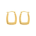 Aretes de Dama Oro 10k Argolla Rectangular Acanalada