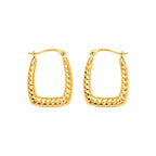 Aretes de Dama Oro 10k Argolla Rectangular Acanalada