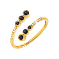 Anillo de Dama Oro 14k Bypass Redondos con Zafiro y Diamantes Naturales