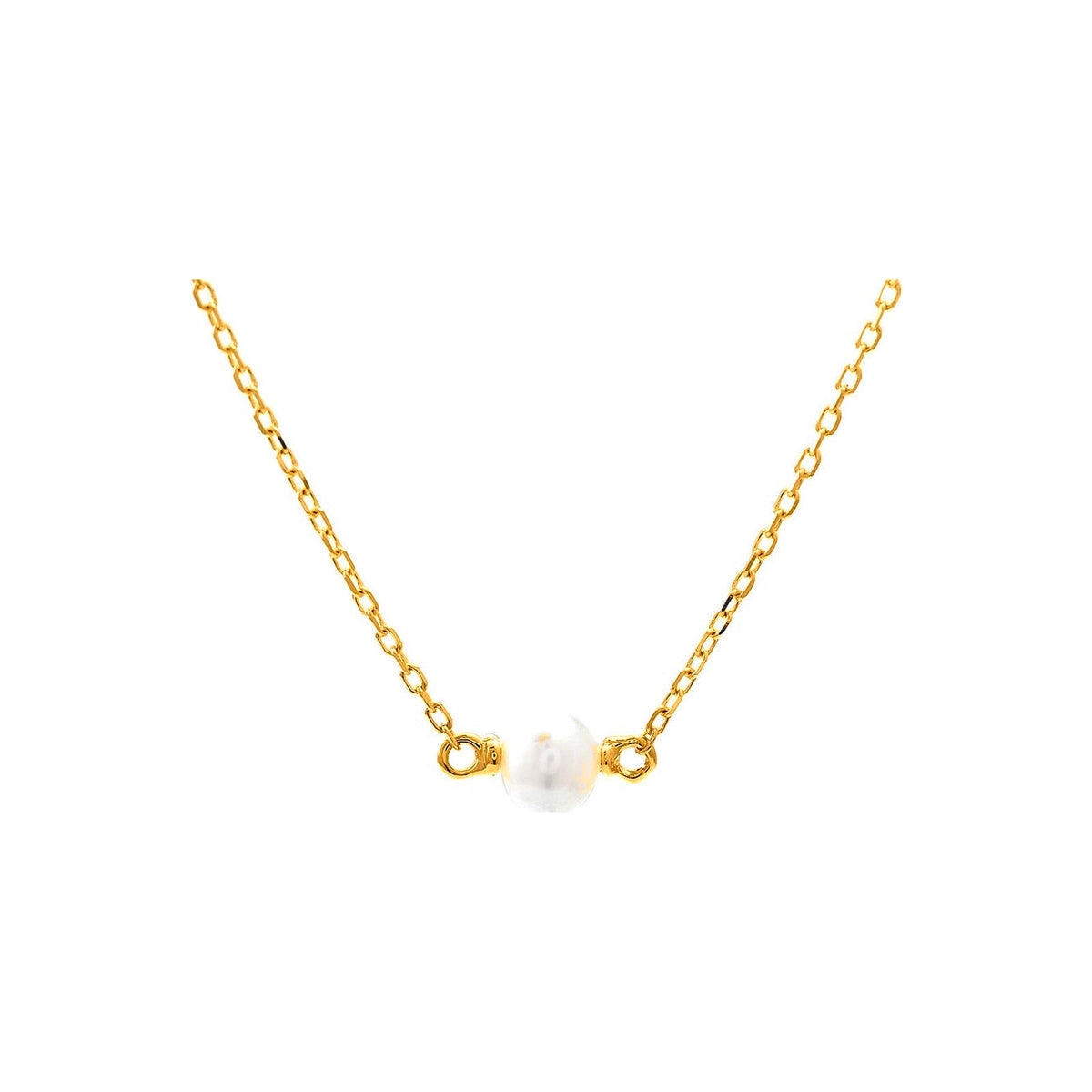 5mm Collar Oro 14k Redondos Gota con Perla