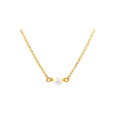 5mm Collar Oro 14k Redondos Gota con Perla
