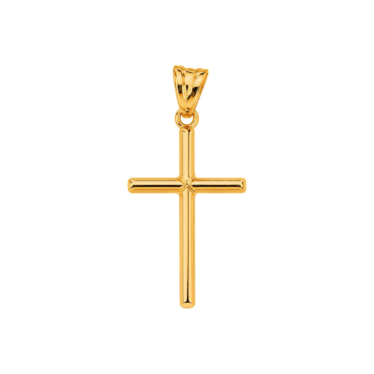 Dije Cruz de Tubo Oro 10k con Centro Diamantado