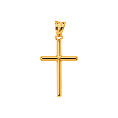 Dije Cruz de Tubo Oro 10k con Centro Diamantado
