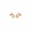 13mm Aretes de Dama Oro 14k Gota Cruzada con Diamante Central y Pavé de Diamantes Naturales