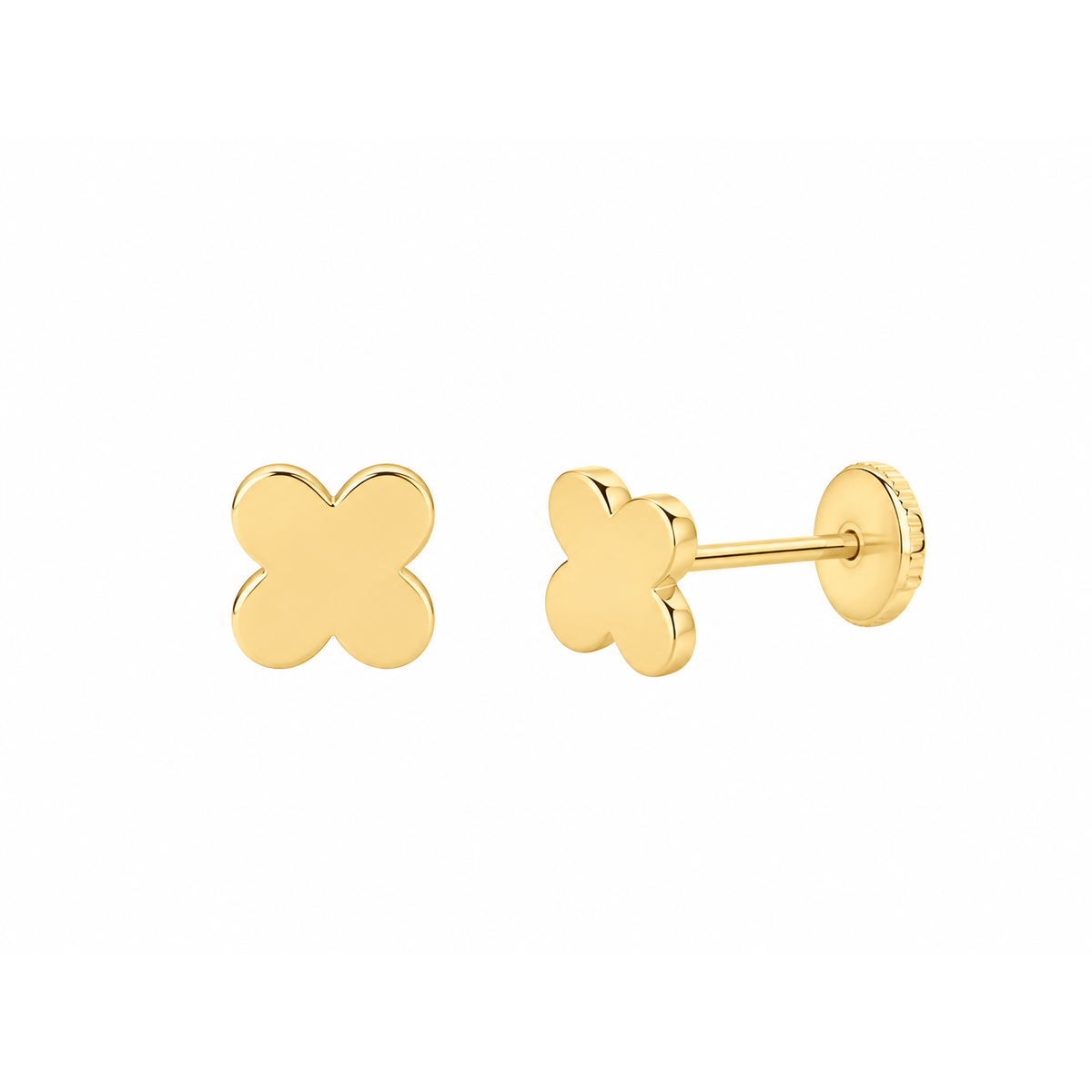 Aretes para Bebé Oro 14k Trébol Liso