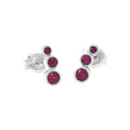 Aretes de Dama Oro Blanco 14k Redondos con Rubí