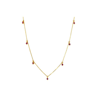 2.1mm Collar Oro 14k Redondos con Rubí