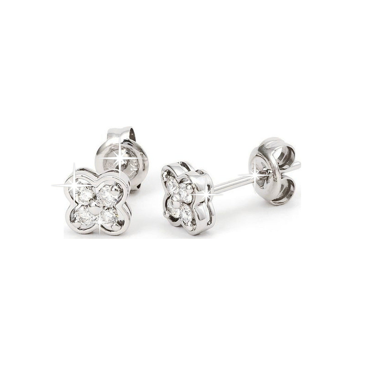 6mm Aretes de Dama Oro Blanco 14k con Diamantes Naturales