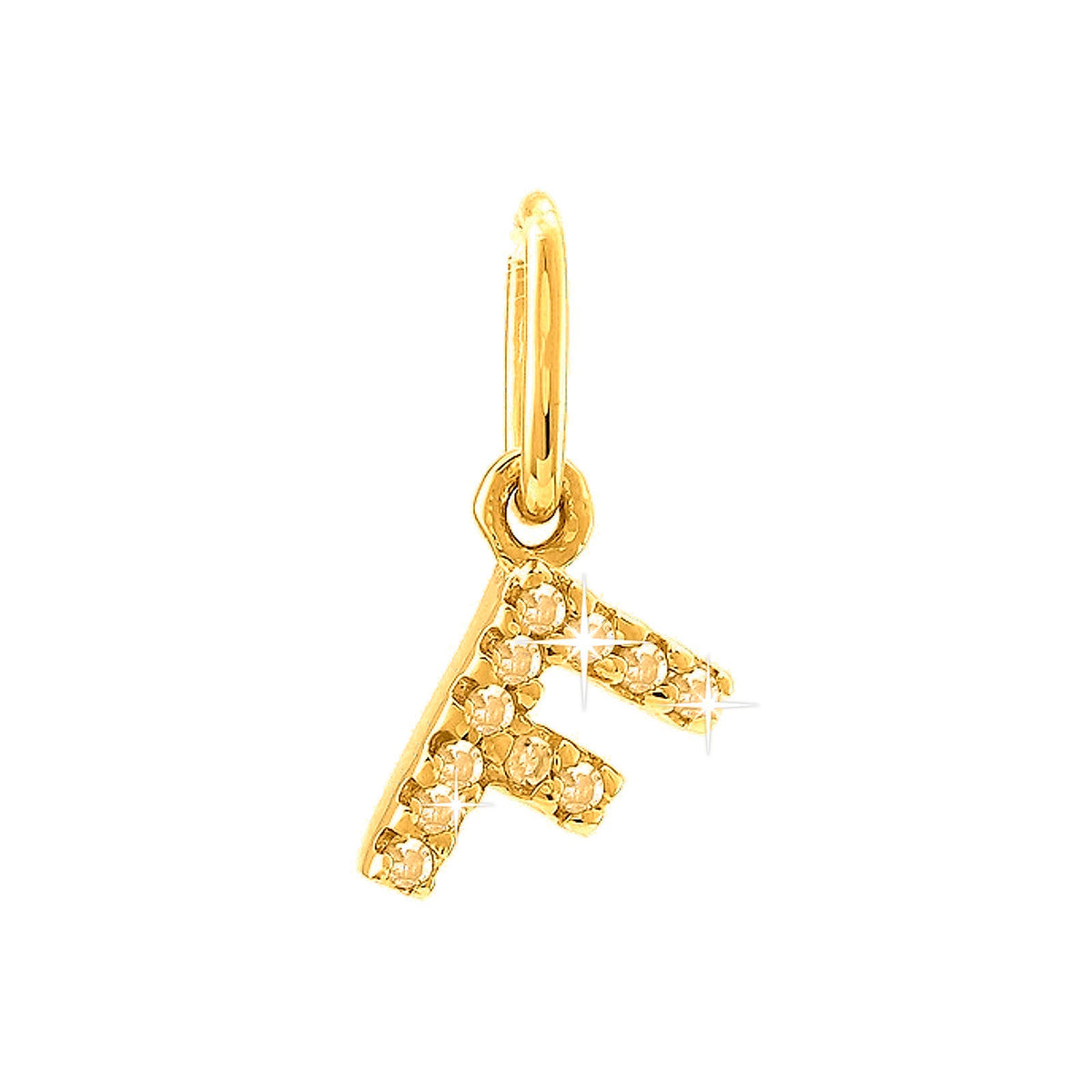 12mm Dije Oro 14k Inicial Pavé con Diamantes Naturales