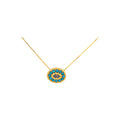 Collar Oro 14k Redondos con Turquesa y Diamantes Naturales
