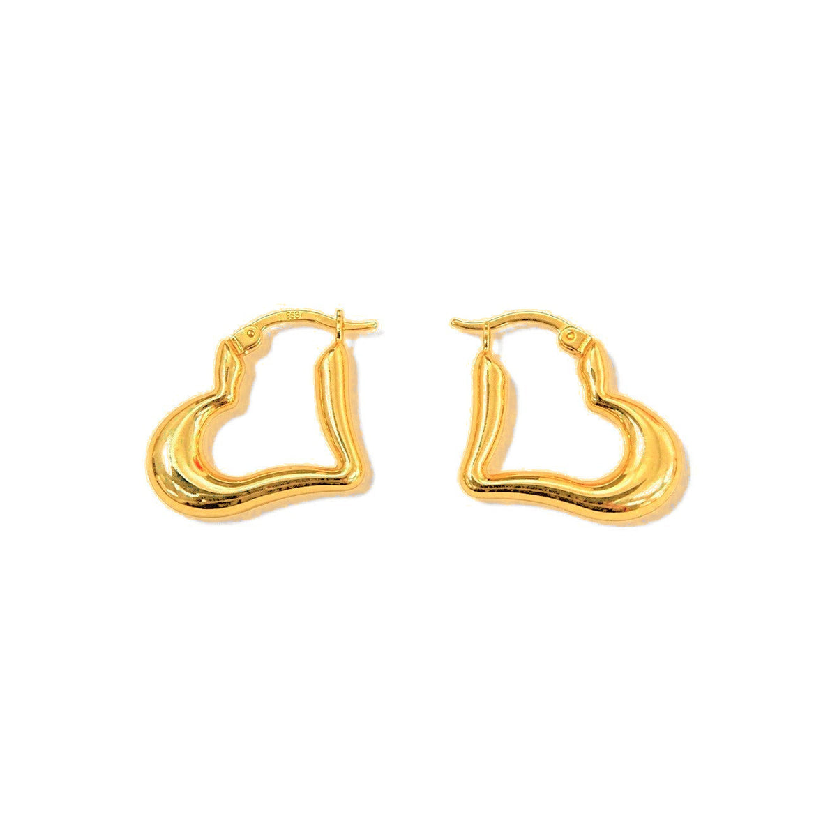 Aretes de Dama Oro 10k Argolla Corazon