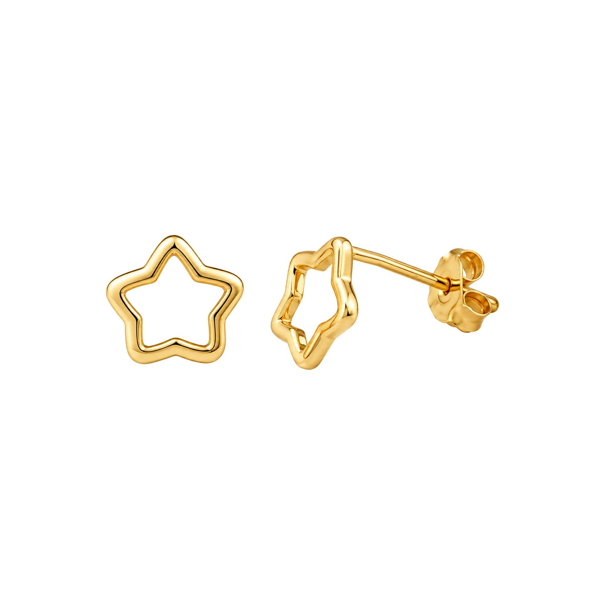 Aretes de Dama Oro 10k Estrella Hueca