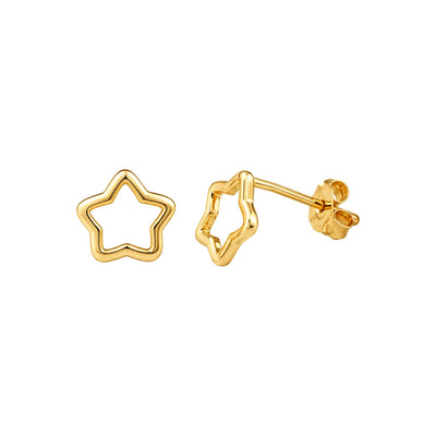 Aretes de Dama Oro 10k Estrella Hueca