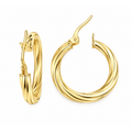 3mm x 25mm Aretes de Dama Oro 10k Argolla Torcida