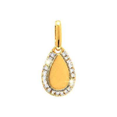 8x16mm Dije Gota Lisa Oro 14k con Halo de Diamantes Naturales