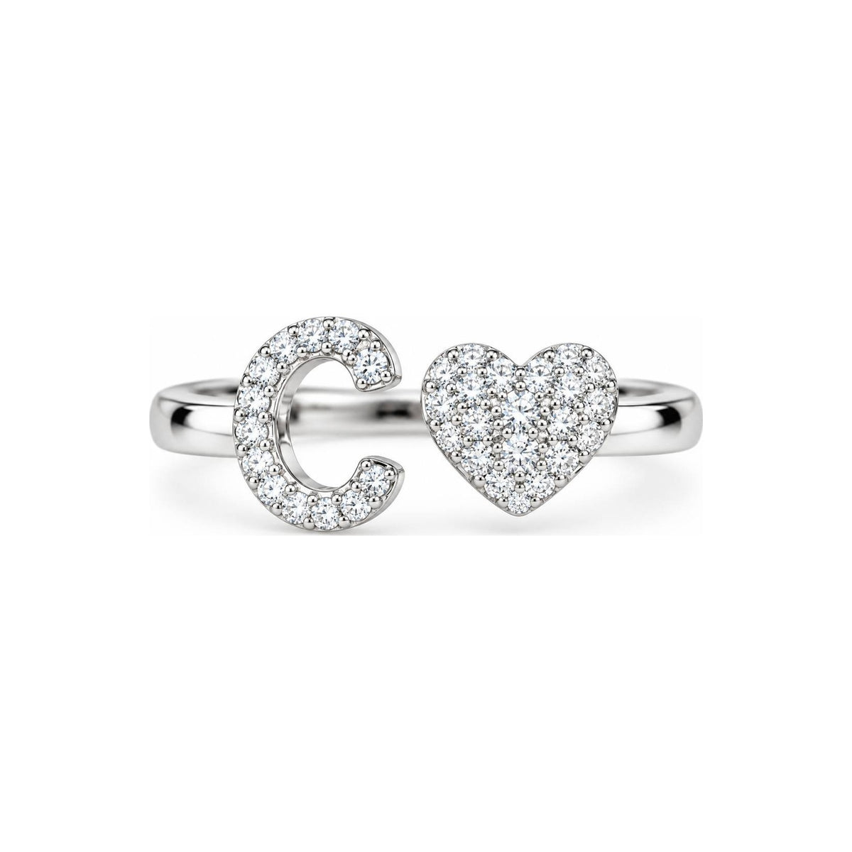 Anillo Inicial y Corazón Moissanite S925