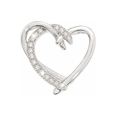 11.5x11.5mm Dije Corazón Doble Argolla Oro Blanco 14k con Diamantes Naturales