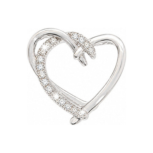 11.5x11.5mm Dije Corazón Doble Argolla Oro Blanco 14k con Diamantes Naturales