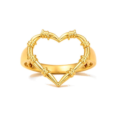 Anillo de Dama Oro 10k Corazon Abierto con Alambre